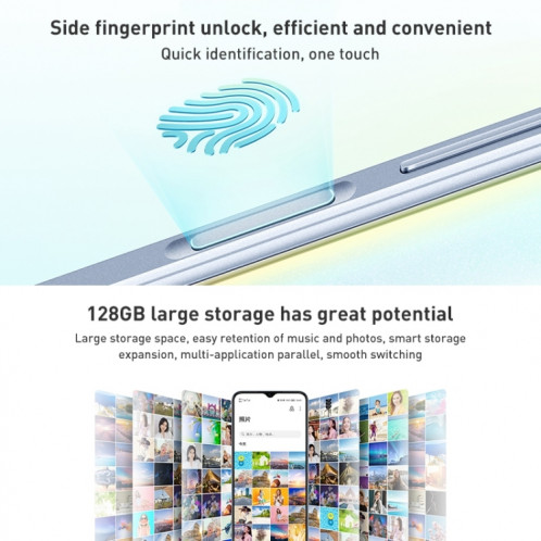 Honor Play6C 5G VNE-AN40, 6 Go + 128 Go, version chinoise, Double caméra arrière, identification d'empreintes digitales latérales, batterie 5000 mAh, 6,5 pouces Magic UI 5.0 (Android R) Qualcomm Snapdragon 480 Plus SH331S1655-08
