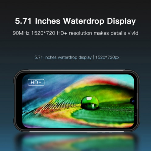 Téléphone robuste UNIWA W555, 3 Go + 32 Go, Caméras arrière doubles, IP68 étanche à la poussière et aux chocs, 5,71 pouces Android 12.0 MTK6761 Quad Core jusqu'à 2,0 GHz, réseau : 4G, NFC, OTG, version globale SU378B670-013