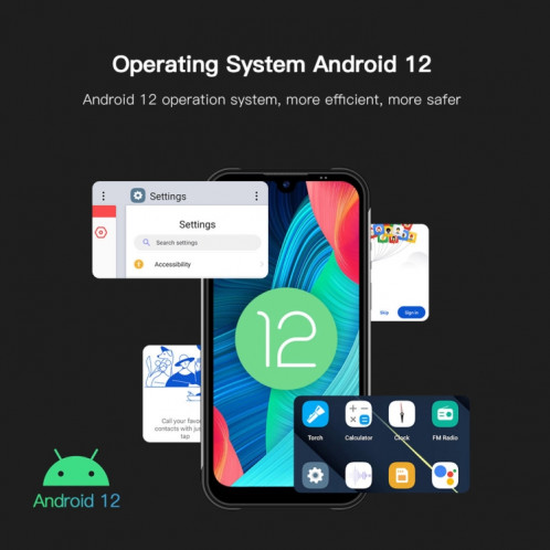 Téléphone robuste UNIWA W555, 3 Go + 32 Go, Caméras arrière doubles, IP68 étanche à la poussière et aux chocs, 5,71 pouces Android 12.0 MTK6761 Quad Core jusqu'à 2,0 GHz, réseau : 4G, NFC, OTG, version globale SU378B670-013