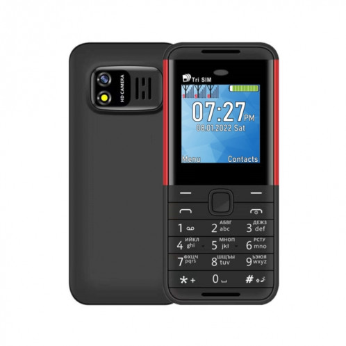 SERVO BM5310 Mini téléphone portable, clé russe, 1,33 pouces, MTK6261D, 21 touches, prise en charge Bluetooth, FM, Magic Sound, enregistrement automatique des appels, GSM, Triple SIM (noir rouge) SS86BR1854-015