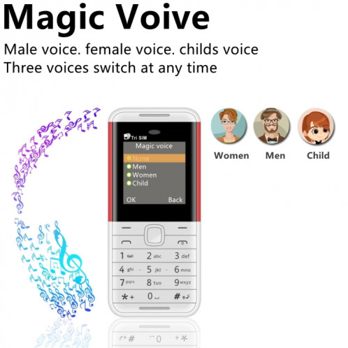 SERVO BM5310 Mini téléphone portable, clé russe, 1,33 pouces, MTK6261D, 21 touches, prise en charge Bluetooth, FM, Magic Sound, enregistrement automatique des appels, GSM, Triple SIM (noir + vert) SS86BG599-015