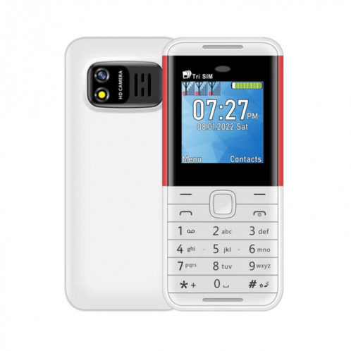 SERVO BM5310 Mini téléphone portable, clé anglaise, 1,33 pouces, MTK6261D, 21 touches, prise en charge Bluetooth, FM, son magique, enregistrement automatique des appels, GSM, triple SIM (blanc) SS387W990-015