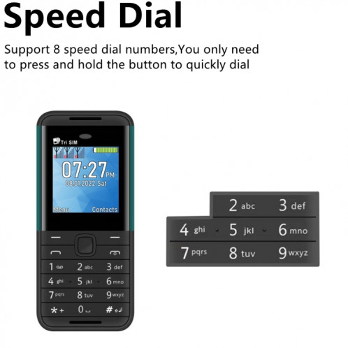 SERVO BM5310 Mini téléphone portable, clé anglaise, 1,33 pouces, MTK6261D, 21 touches, prise en charge Bluetooth, FM, son magique, enregistrement automatique des appels, GSM, triple SIM (blanc) SS387W990-015