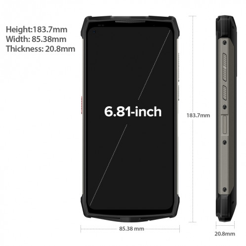  Téléphone robuste Ulefone Power Armor 13, mesure de distance infrarouge, 8 Go + 128 Go, Caméras arrière quadruples, IP68/IP69K étanche à la poussière et aux chocs, identification du visage et SU392B429-019