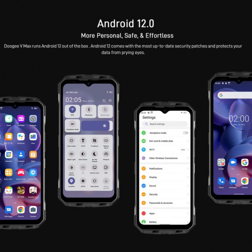  Téléphone robuste DOOGEE V Max 5G, appareil photo 108MP, vision nocturne, 20 Go + 256 Go, IP68/IP69K MIL-STD-810H étanche à la poussière et aux chocs, batterie 22 000 mAh, triple caméra arrière, SD425Q1074-023