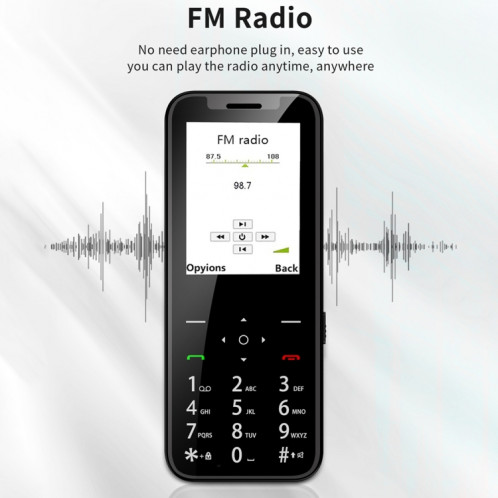 Mini téléphone portable SERVO X4, clé anglaise, 2,4 pouces, MTK6261D, 21 touches, prise en charge Bluetooth, FM, Magic Sound, enregistrement automatique des appels, torche, liste noire, GSM, Quad SIM (noir) SS444B1922-018