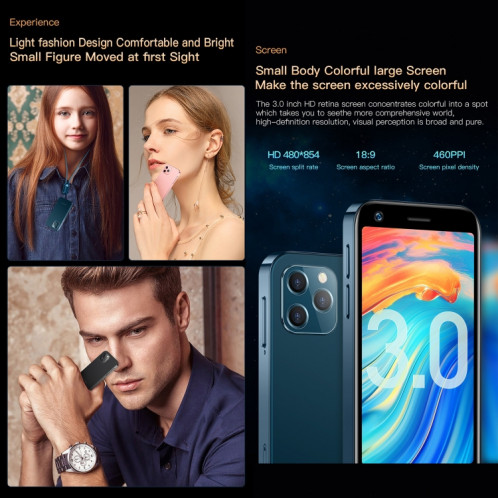 SOYES XS12 Pro, 4 Go + 32 Go, Reconnaissance faciale, 3,0 pouces Android 10.0 MTK6750 Octa Core, Bluetooth, WiFi, FM, OTG, Réseau : 4G, Double SIM, Prise en charge de Google Play (Rose) SS456F273-013