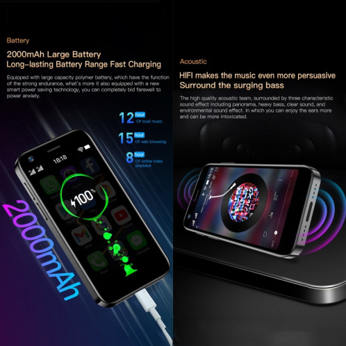 SOYES XS12 Pro, 4 Go + 32 Go, Reconnaissance faciale, 3,0 pouces Android 10.0 MTK6750 Octa Core, Bluetooth, WiFi, FM, OTG, Réseau : 4G, Double SIM, Prise en charge de Google Play (Bleu) SS456L1602-013
