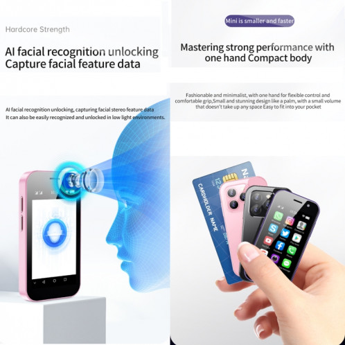 SOYES 14 Pro, 2 Go + 16 Go, Reconnaissance faciale, 3,0 pouces Android 9.0 MTK6739CW Quad Core jusqu'à 1,28 GHz, OTG, Réseau : 4G, Double SIM, Prise en charge de Google Play (Noir) SS463B192-012