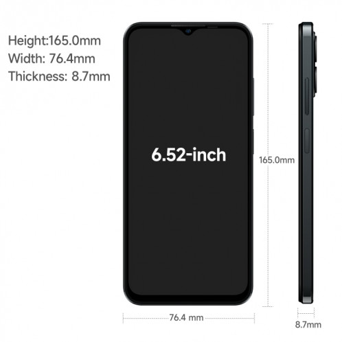 Ulefone Note 16 Pro, 8 Go + 128 Go, Caméras arrière doubles, identification du visage et identification des empreintes digitales latérales, batterie 4400 mAh, Android 13 Unisoc T606 OctaCore de 6,52 pouces jusqu'à SU468B1531-013