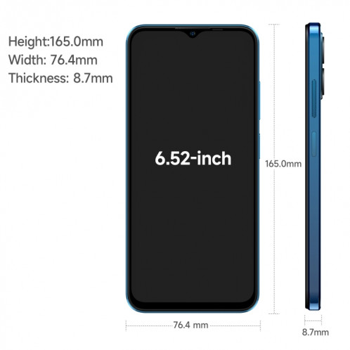 Ulefone Note 16 Pro, 8 Go + 128 Go, Caméras arrière doubles, identification du visage et identification des empreintes digitales latérales, batterie 4400 mAh, Android 13 Unisoc T606 OctaCore de 6,52 pouces jusqu'à SU468L944-013