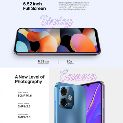 Ulefone Note 16 Pro, 8 Go + 128 Go, Caméras arrière doubles, identification du visage et identification des empreintes digitales latérales, batterie 4400 mAh, Android 13 Unisoc T606 OctaCore de 6,52 pouces jusqu'à SU468L944-013