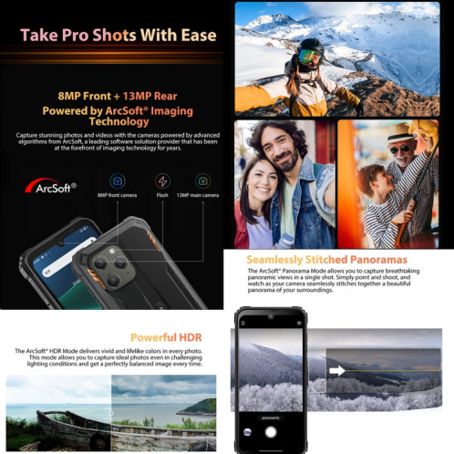  Téléphone robuste Blackview BV5300 Pro, 4 Go + 64 Go, IP68/IP69K/MIL-STD-810H, déverrouillage par reconnaissance faciale, batterie 6580 mAh, 6,1 pouces Android 12 MTK6765 Helio P35 Octa Core jusqu'à SB470G411-018