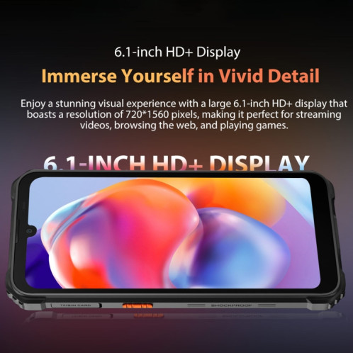 Téléphone robuste Blackview BV5300 Pro, 4 Go + 64 Go, IP68/IP69K/MIL-STD-810H, Face Unlock, Batterie 6580 mAh, 6,1 pouces Android 12 MTK6765 Helio G35 Octa Core jusqu'à 2,3 GHz, Réseau : 4G, OTG, NFC, SB470B1235-018