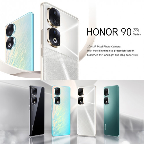 Honor 90 Pro 5G REP-AN00, appareils photo 200MP, 16 Go + 256 Go, version chinoise, Caméras arrière triples + caméras frontales doubles, identification des empreintes digitales de l'écran, 6,78 pouces Magic UI 7.1 SH500S734-015