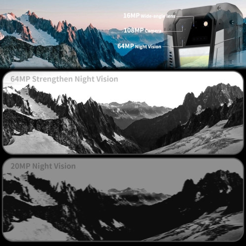 Téléphone robuste pour projecteur laser Unihertz Tank 2, appareil photo 108MP, version nuit, 12 Go + 256 Go, Étanche à la poussière et aux chocs, identification des empreintes digitales latérales, SU508B791-010