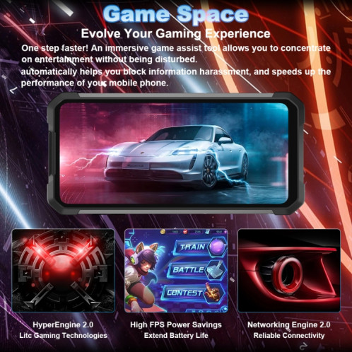 Téléphone robuste pour projecteur laser Unihertz Tank 2, appareil photo 108MP, version nuit, 12 Go + 256 Go, Étanche à la poussière et aux chocs, identification des empreintes digitales latérales, SU508B791-010