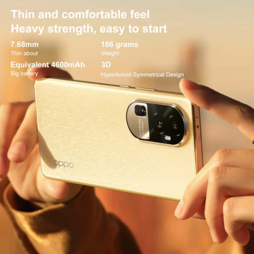 OPPO Reno10 Pro 5G, 16 Go + 512 Go, appareil photo 50MP, Caméras triple arrière, identification des empreintes digitales de l'écran, 6,74 pouces ColorOS 13.1 / Android 13 Dimensity 8200 Octa Core jusqu'à 3,1 GHz, SO518B644-010