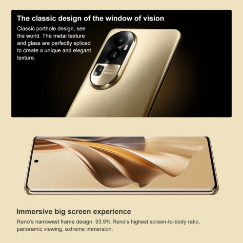 OPPO Reno10 Pro 5G, 16 Go + 512 Go, appareil photo 50MP, Caméras triple arrière, identification des empreintes digitales de l'écran, 6,74 pouces ColorOS 13.1 / Android 13 Dimensity 8200 Octa Core jusqu'à 3,1 GHz, SO518B644-010