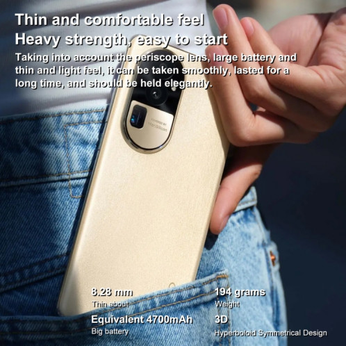 OPPO Reno 10 Pro 5G, 16 Go + 512 Go, appareil photo 64MP, Caméras triple arrière, identification des empreintes digitales de l'écran, 6,74 pouces ColorOS 13.1 / Android 13 Qualcomm Snapdragon 8+ Gen 1 Octa Core SO520P90-010