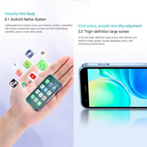 SOYES XS15, 2 Go + 16 Go, 3,0 pouces Android 8.1 MTK6580 Quad Core jusqu'à 1,3 GHz, Bluetooth, WiFi, GPS, Réseau : 3G, Double SIM (Violet) SS589P800-012
