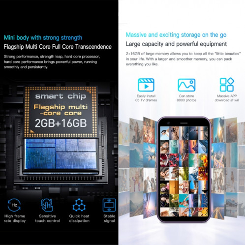 SOYES XS15, 2 Go + 16 Go, 3,0 pouces Android 8.1 MTK6580 Quad Core jusqu'à 1,3 GHz, Bluetooth, WiFi, GPS, Réseau : 3G, Dual SIM (Bleu) SS589L632-012