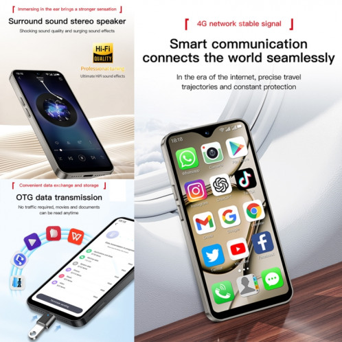 SOYES XS18 Pro Max, 2 Go + 16 Go, Face ID, 4,3 pouces Android 8.1 MTK6737A Quad Core, Réseau : 4G, OTG, Double SIM (Blanc) SS596W0-013