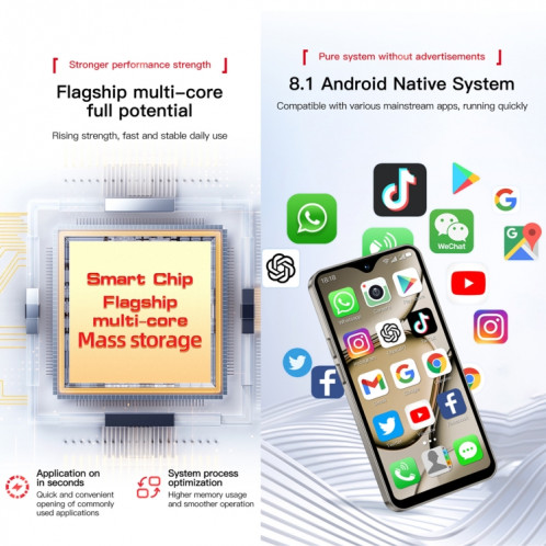 SOYES XS18 Pro Max, 2 Go + 16 Go, Face ID, 4,3 pouces Android 8.1 MTK6737A Quad Core, Réseau : 4G, OTG, Double SIM (Blanc) SS596W0-013