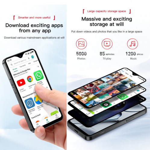 SOYES XS18 Pro Max, 2 Go + 16 Go, Face ID, 4,3 pouces Android 8.1 MTK6737A Quad Core, Réseau : 4G, OTG, Double SIM (Noir) SS596B305-013