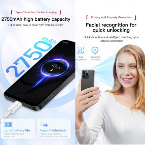 SOYES XS18 Pro Max, 2 Go + 16 Go, Face ID, 4,3 pouces Android 8.1 MTK6737A Quad Core, Réseau : 4G, OTG, Double SIM (Blanc) SS596W0-013