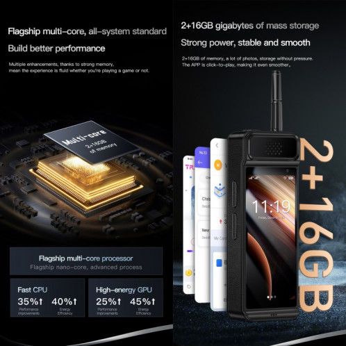 SOYES W88 Pro, 2 Go + 16 Go, batterie 4600 mAh, 4,0 pouces Android 12 MTK6739CW Quad Core, réseau : 4G, OTG, double SIM (noir) SS599B1559-013