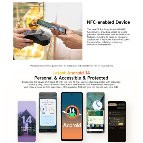  Ulefone Note 18 Pro, 6 Go + 256 Go, Face ID et empreinte digitale latérale, 6,78 pouces Android 14 MediaTek Helio G91 MTK6769 Octa Core, Réseau : 4G, Double SIM, OTG, NFC (Moonlit White) SU623W219-019