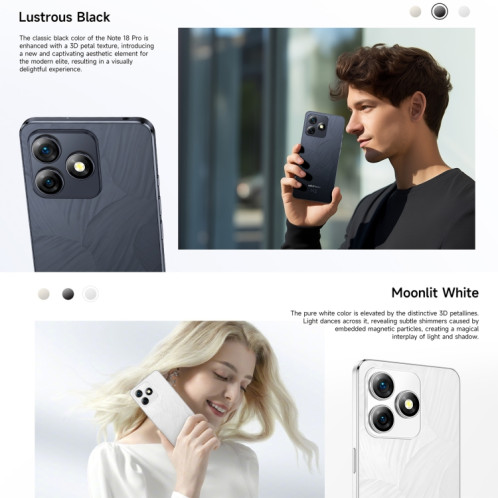  Ulefone Note 18 Pro, 6 Go + 256 Go, Face ID et empreinte digitale latérale, 6,78 pouces Android 14 MediaTek Helio G91 MTK6769 Octa Core, Réseau : 4G, Double SIM, OTG, NFC (Noir brillant) SU623B1540-019