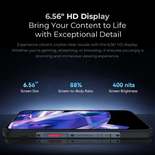  Téléphone robuste Oukitel WP35 S 4G, 6 Go + 256 Go, IP68/IP69K, empreinte digitale latérale, 11000 mAh, 6,56 pouces Android 14 MediaTek Helio G85 Octa Core, NFC, OTG, réseau : 4G (gris) SO630H88-016