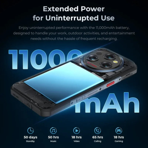  Téléphone robuste Oukitel WP35 S 4G, 6 Go + 256 Go, IP68/IP69K, empreinte digitale latérale, 11000 mAh, 6,56 pouces Android 14 MediaTek Helio G85 Octa Core, NFC, OTG, réseau : 4G (gris) SO630H88-016