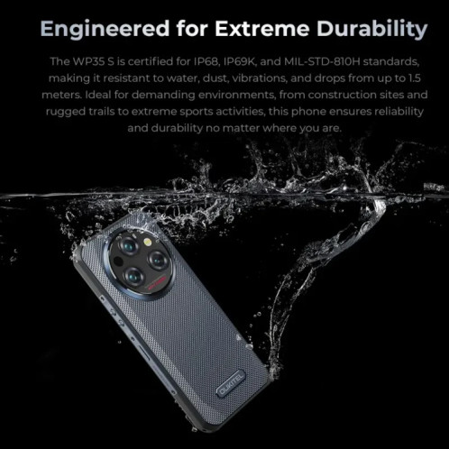  Téléphone robuste Oukitel WP35 S 4G, 6 Go + 256 Go, IP68/IP69K, empreinte digitale latérale, 11000 mAh, 6,56 pouces Android 14 MediaTek Helio G85 Octa Core, NFC, OTG, réseau : 4G (vert) SO630G729-016