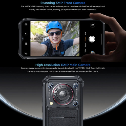  Oukitel WP36 Pro, 6 Go + 256 Go, IP68/IP69K, identification par empreinte digitale, 10600 mAh, 6,52 pouces MediaTek MT8788 Octa Core, NFC, OTG, réseau : 4G (noir) SO631B1305-017