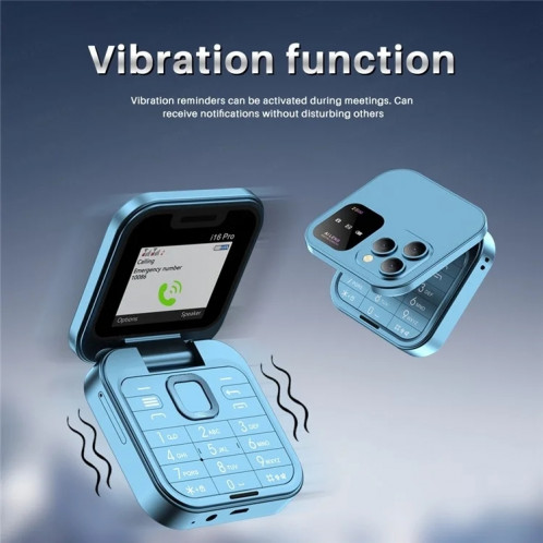 Téléphone à clapet mini SERVO i16 Pro, 1,77 pouces, MTK6261D, 23 touches, prise en charge Bluetooth, FM, Magic Sound, numérotation rapide, GSM, double SIM (noir) SS636B483-08