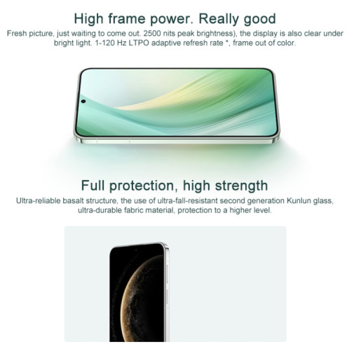 HUAWEI Mate 70, 12 Go + 256 Go, Harmony AI, identification par empreinte digitale latérale, 6,7 pouces HarmonyOS 4.3, NFC, OTG, ne prend pas en charge Google Play (vert) SH637G386-017