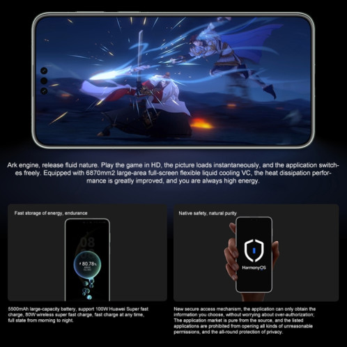 HUAWEI Mate 70 Pro, 12 Go + 1 To, Harmony AI, identification d'empreintes digitales 3D du visage et du côté, 6,9 pouces HarmonyOS 4.3, NFC, OTG, ne prend pas en charge Google Play (vert) SH643G539-018