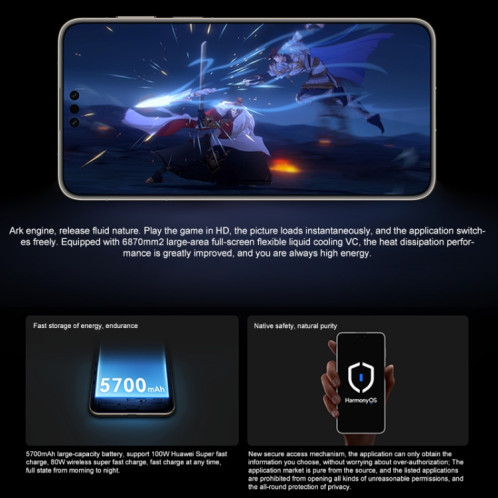 HUAWEI Mate 70 Pro+, 16 Go + 512 Go, Harmony AI, identification des empreintes digitales 3D du visage et du côté, 6,9 pouces HarmonyOS 4.3, NFC, OTG, ne prend pas en charge Google Play (vert) SH644G1530-018