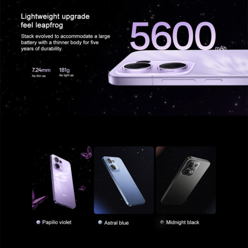 Téléphone OPPO Reno13 AI, 16 Go + 512 Go, écran empreinte digitale, 6,59 pouces ColorOS 15.0 Dimensity 8350 Octa Core, NFC, OTG, réseau : 5G (violet) SO663P1045-018