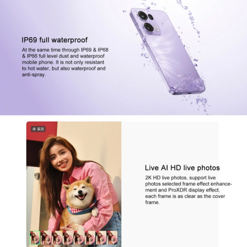 Téléphone OPPO Reno13 Pro AI, 16 Go + 1 To, écran empreinte digitale, 6,83 pouces ColorOS 15.0 Dimensity 8350 Octa Core, NFC, OTG, réseau : 5G (noir) SO669B430-018