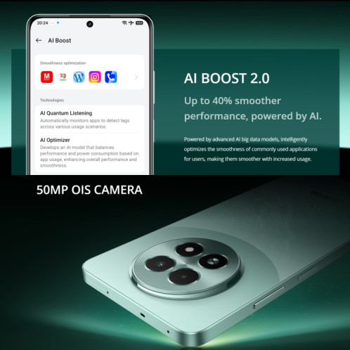 Realme 13, 12 Go + 512 Go, identification par empreinte digitale latérale, 6,72 pouces Realme UI 5.0 Dimensity 6300 5G Octa Core, réseau : 5G (noir) SR670B287-016