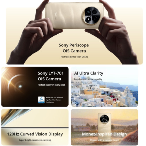 Realme 13 Pro+, 12 Go + 512 Go, identification par empreinte digitale sur l'écran, 6,7 pouces Realme UI 5.0 Snapdragon 7s Gen 2 Octa Core, NFC, réseau : 5G (vert émeraude) SR74EM1787-021