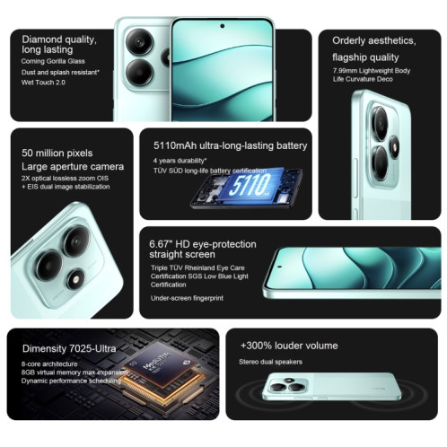 Xiaomi Redmi Note 14 5G, 6 Go + 128 Go, 6,67 pouces Xiaomi HyperOS Mediatek Dimensity 7025-Ultra Octa Core, Réseau : 5G (Noir) SX677B1953-09