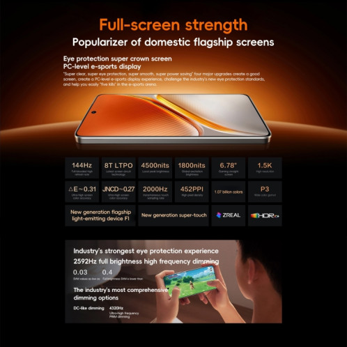 vivo iQOO Neo10, 16 Go + 1 To, Face ID / Identification par empreinte digitale à l'écran, 6,78 pouces Android 15 OriginOS 5 Snapdragon 8 Gen 3 Octa Core, OTG, NFC, Réseau : 5G, Prise en charge de Google Play (Orange) SV687E366-013