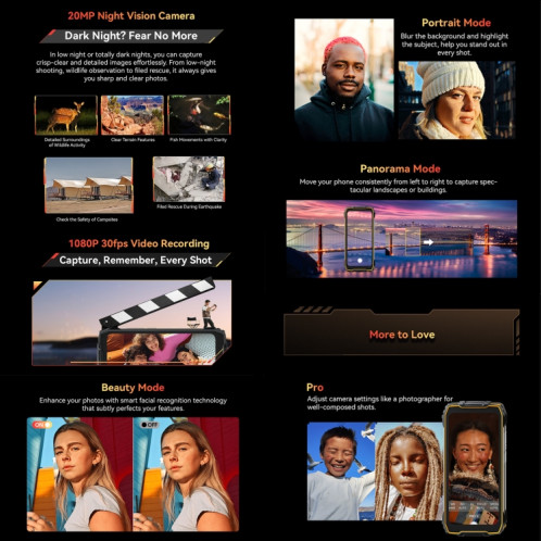  Téléphone robuste Blackview BV7300, 6 Go + 256 Go, IP68/IP69K/MIL-STD-810H, 6,67 pouces Android 14 MediaTek Helio G81 MT6769V/CB Octa Core, réseau : 4G, OTG (Orange) SB689E1366-015