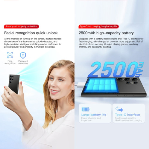 SOYES S24 Pro Max, 2 Go + 16 Go, 3,0 pouces Android 10.0 MTK6737M Quad Core, Bluetooth, WiFi, Réseau : 4G, Double SIM, Prise en charge de Google Play Store (Noir) SS698B1898-012