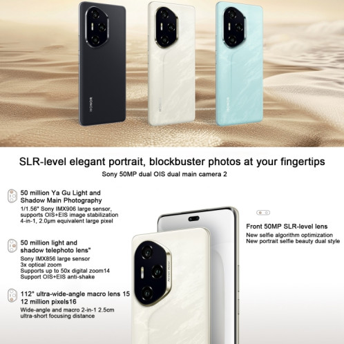 Honor 300 Pro, 12 Go + 256 Go, écran empreinte digitale, 6,78 pouces MagicOS 9.0 / Android 15 Snapdragon 8 Gen 3 Octa Core, réseau : 5G, NFC, OTG, ne prend pas en charge Google Play (vert) SH702G517-013